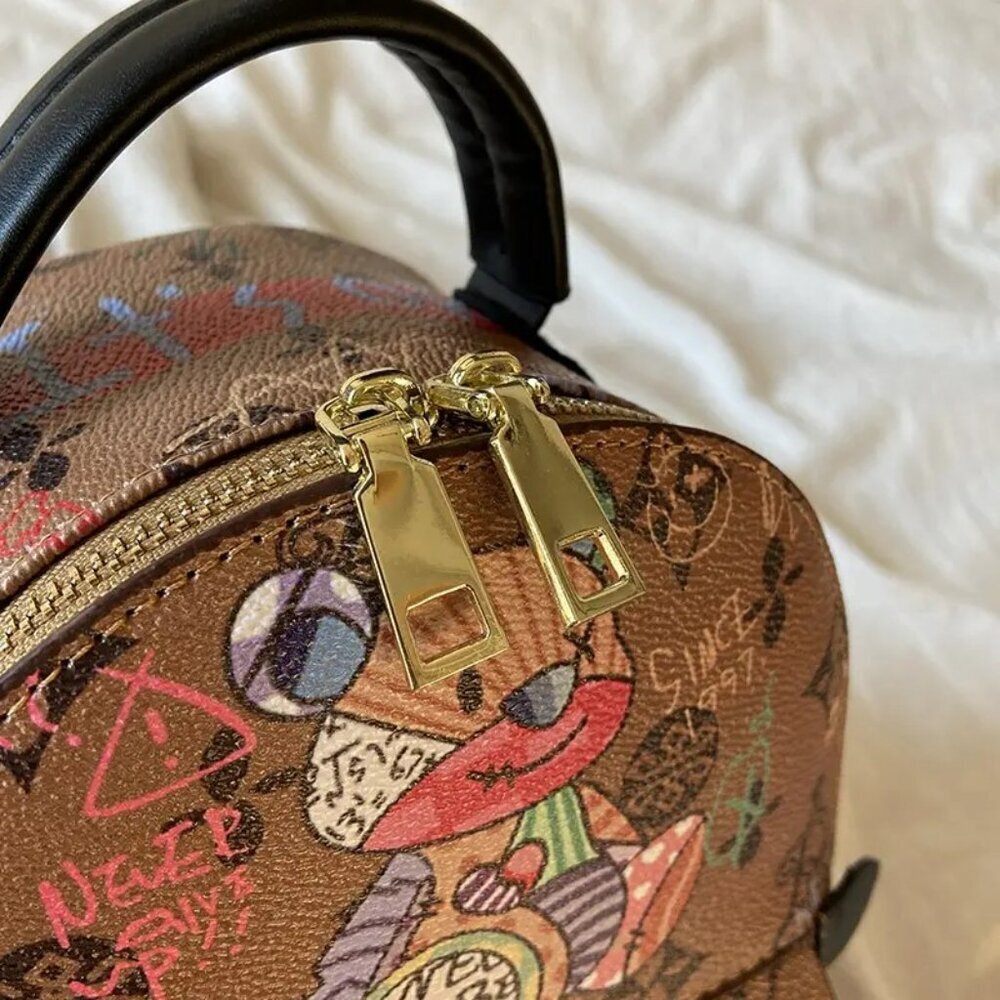 Mini Cartoon Bear Graffiti Backpack Purse NWT - Picture 3 of 4